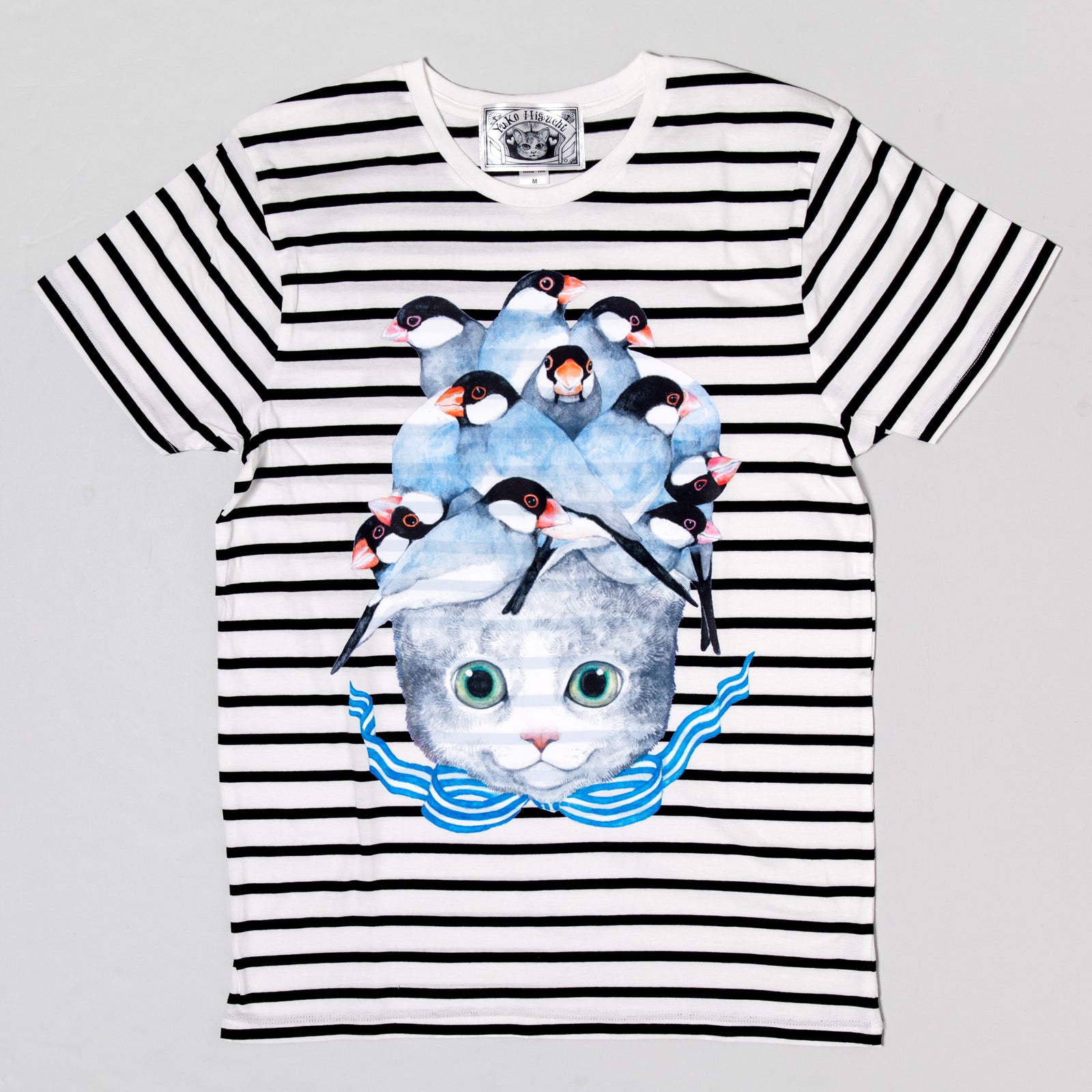 Tシャツ しましまとりあたま（桜文鳥） – ボリス雑貨店