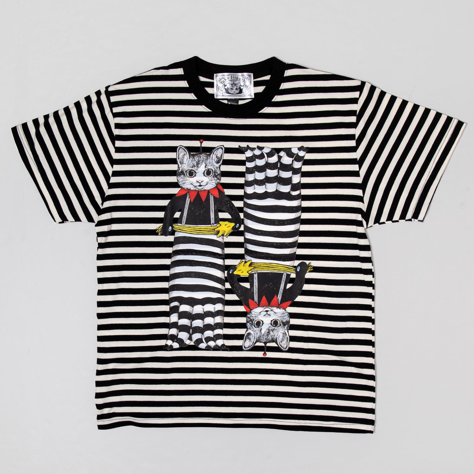 ヒグチユウコ　　Tシャツ　しましまねこ　Мサイズ　ボリス雑貨店 Tシャツ しましまダブルロングギュス – ボリス雑貨店