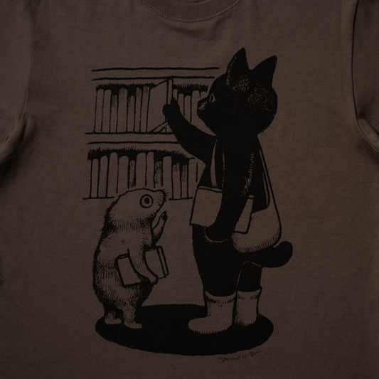 角川ホラー文庫30周年×ヒグチユウコ Tシャツ ふたり(チャコールブラウン)