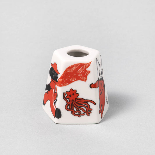 九谷焼 ペンスタンド RED