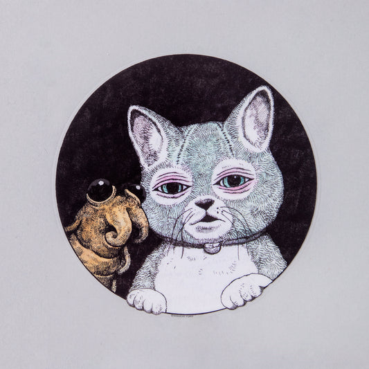 ウォールステッカー 穴からのぞくニャンコとアノマロ