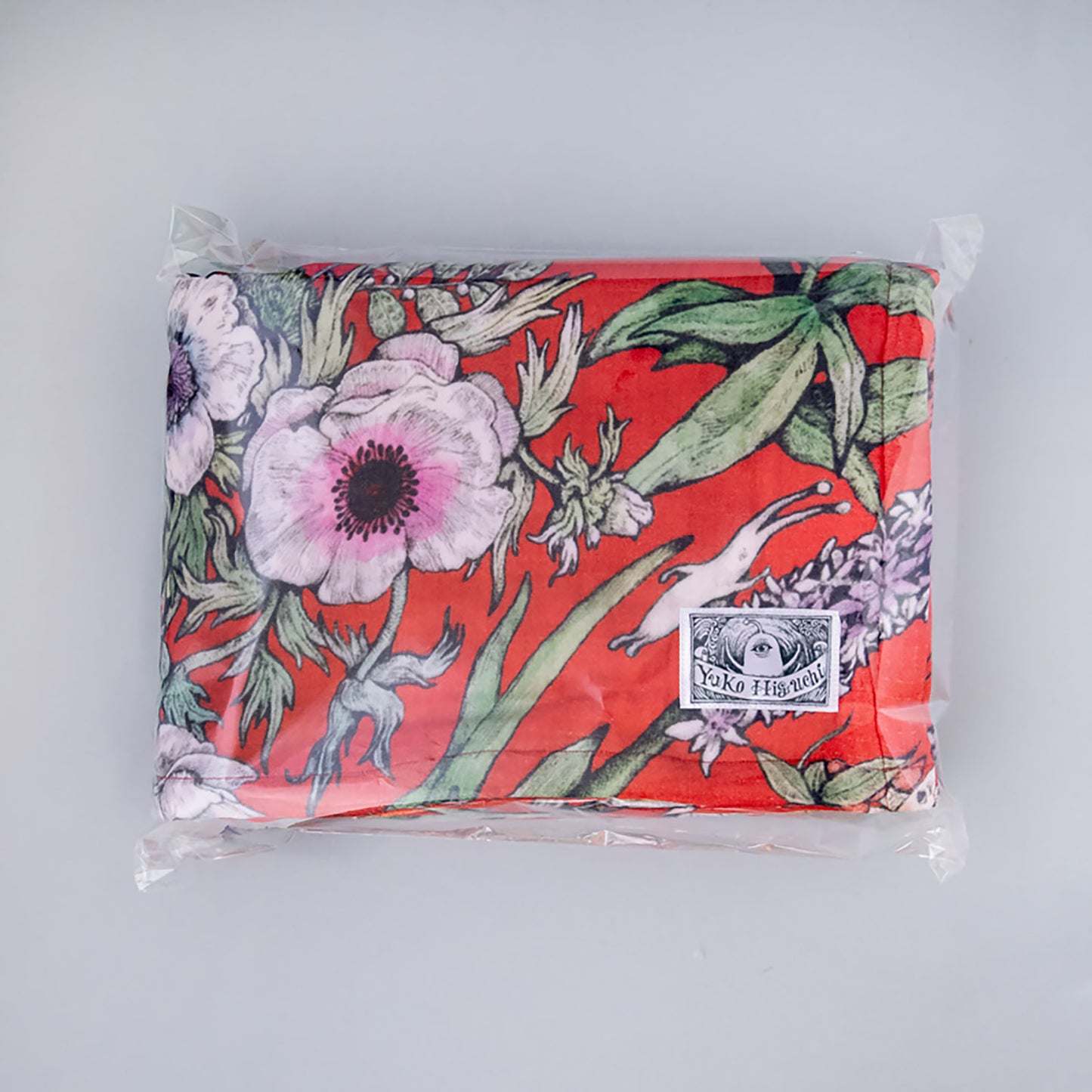 ブランケット【シングルサイズ】赤の花柄