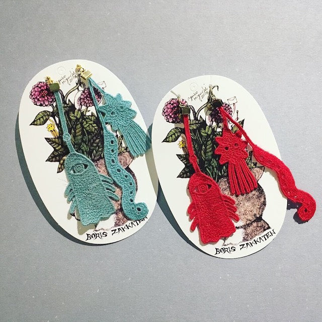 Turquois lace earrings・clip on earrings