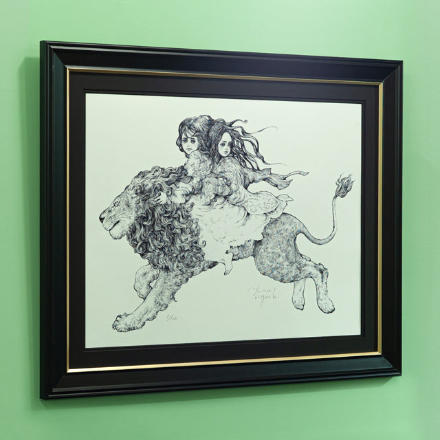 【額装】複製画 吉田修一著「アンジュと頭獅王」より装画