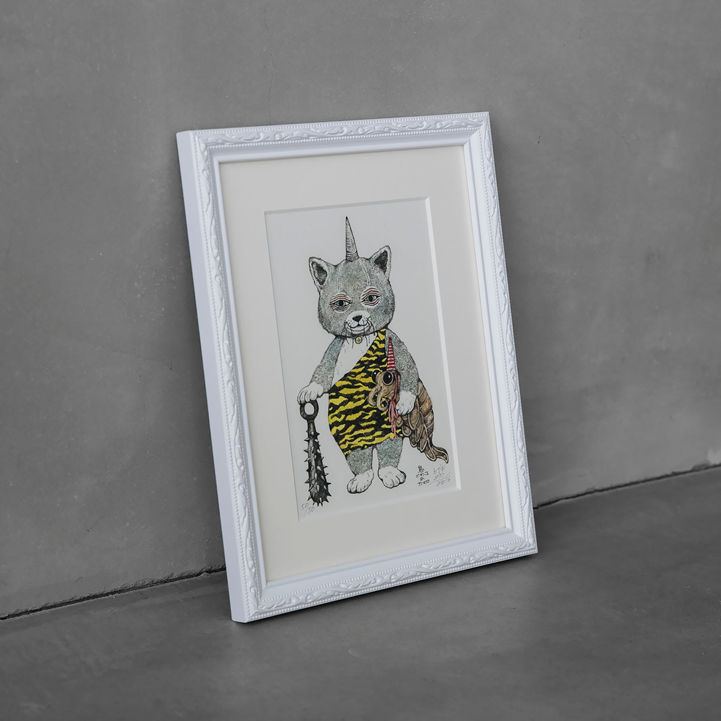 【額装】複製画 カミナリニャンコ