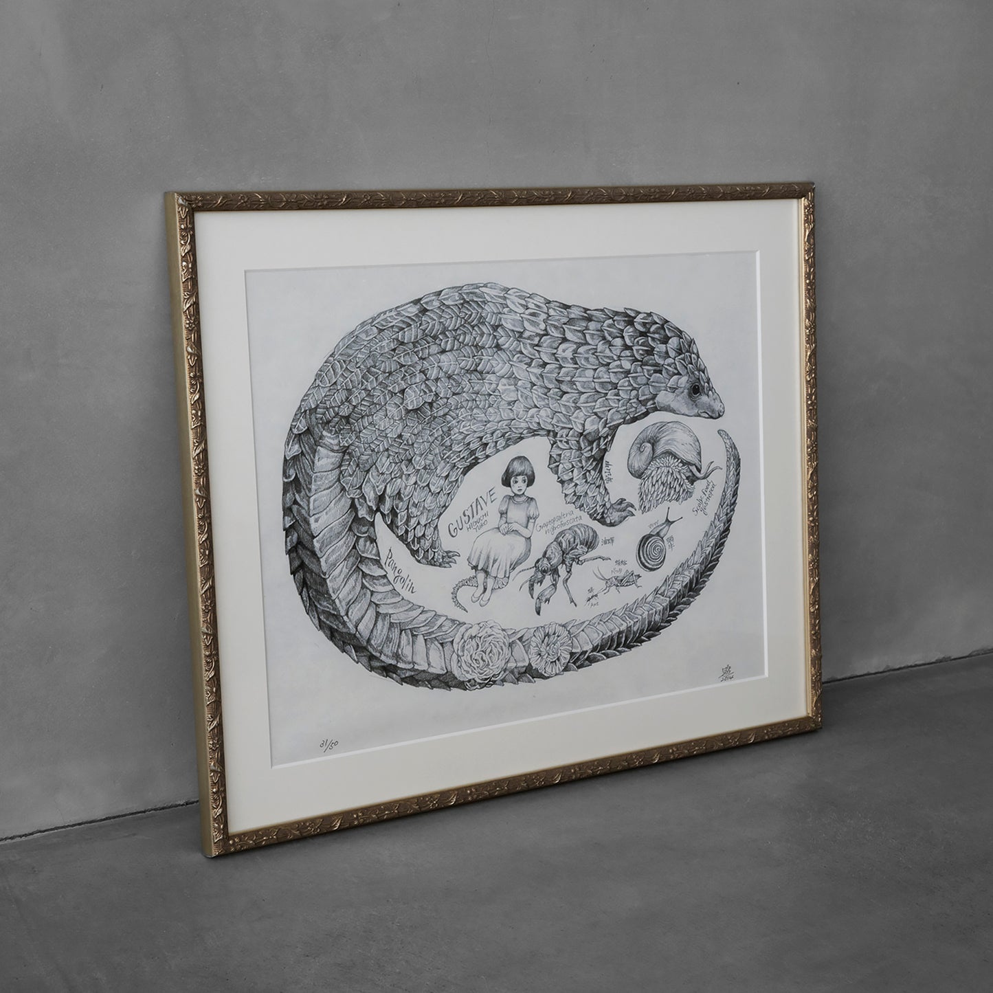 【額装】複製画 センザンコウ(Pangolin)