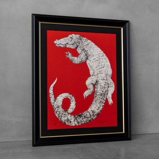 【額装】複製画 鰐