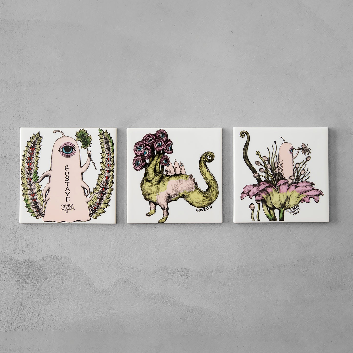 陶板3点セット Flower Dragon・ひとつめちゃん・Flowerひとつめちゃん