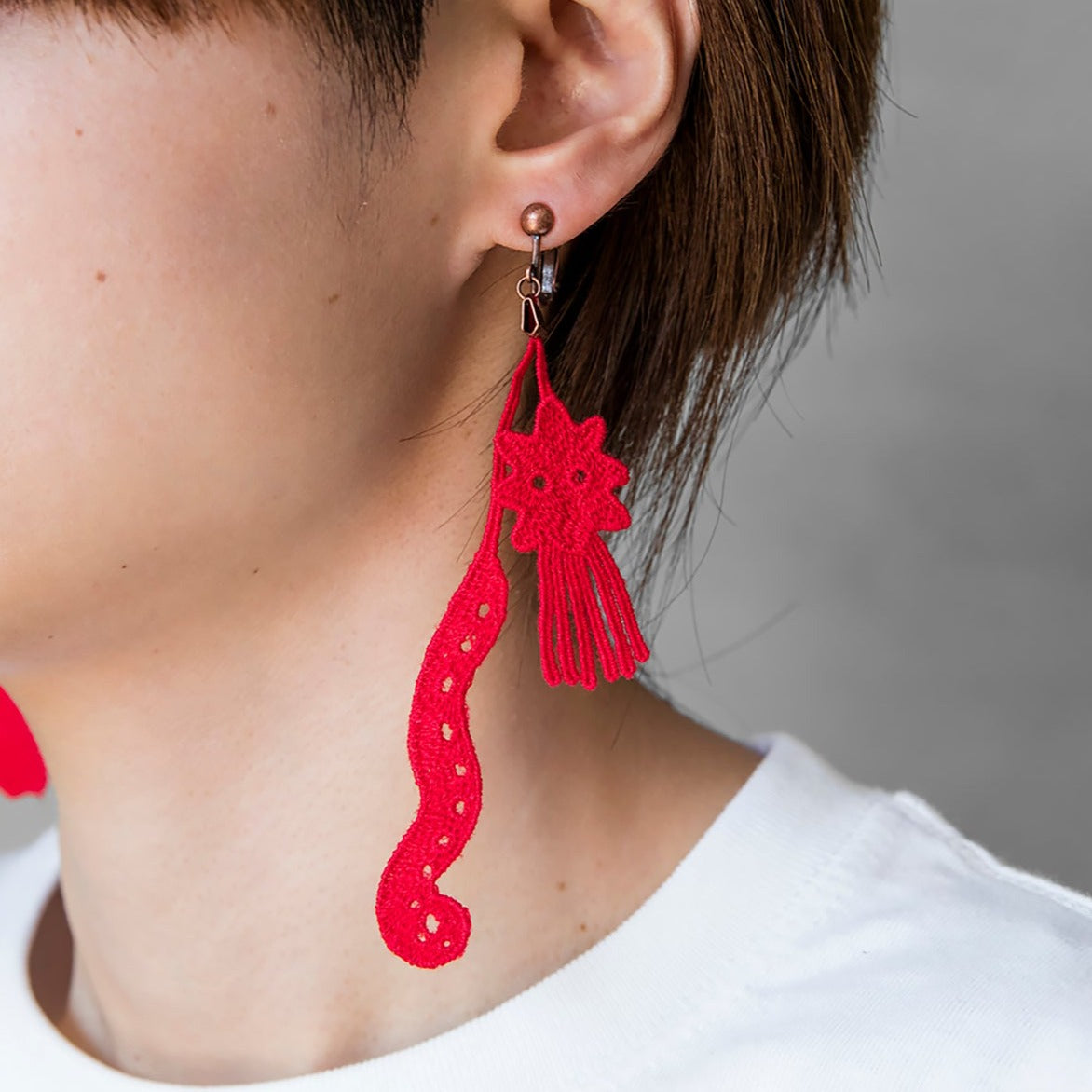 Turquois lace earrings・clip on earrings