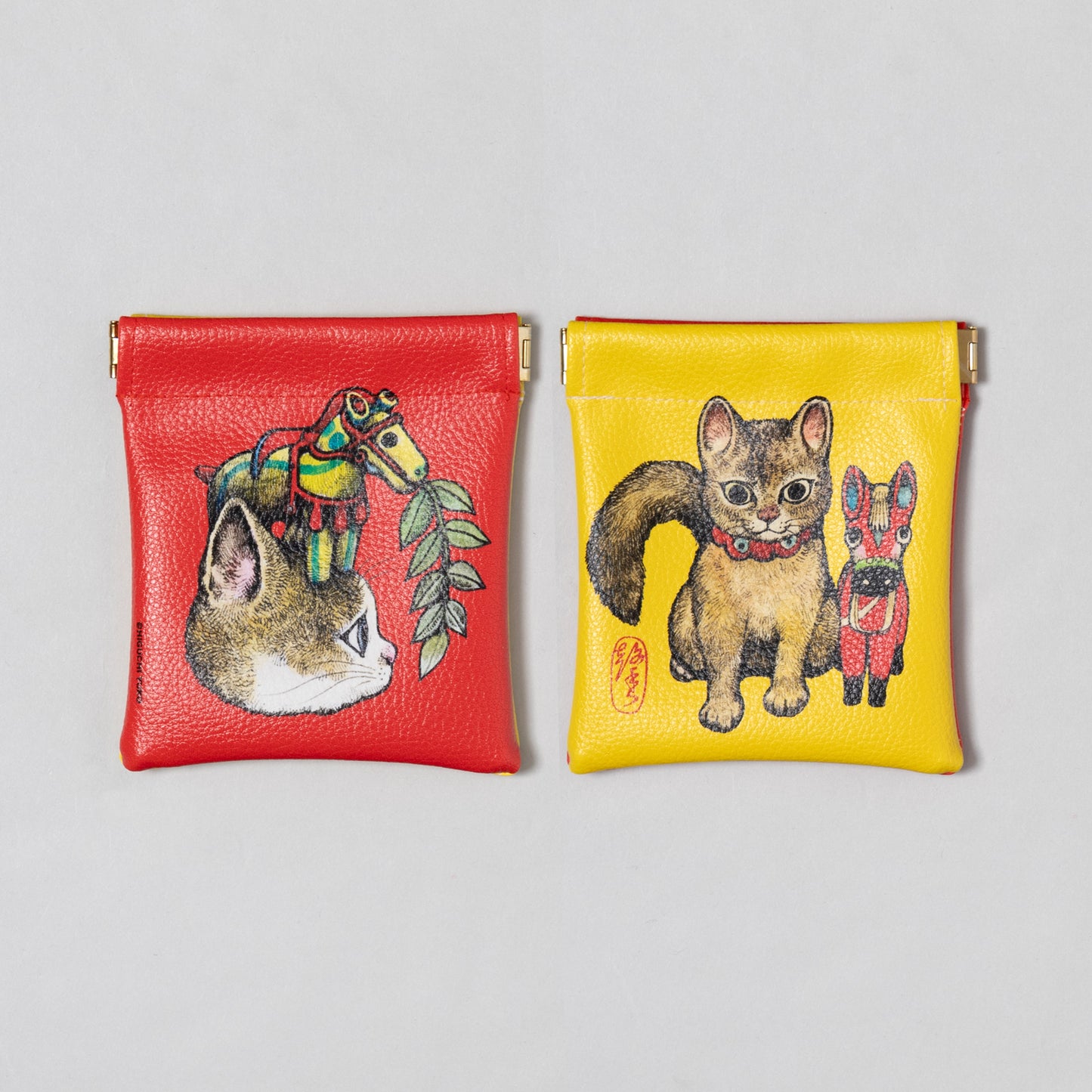 バネポーチ　おうまとねこ