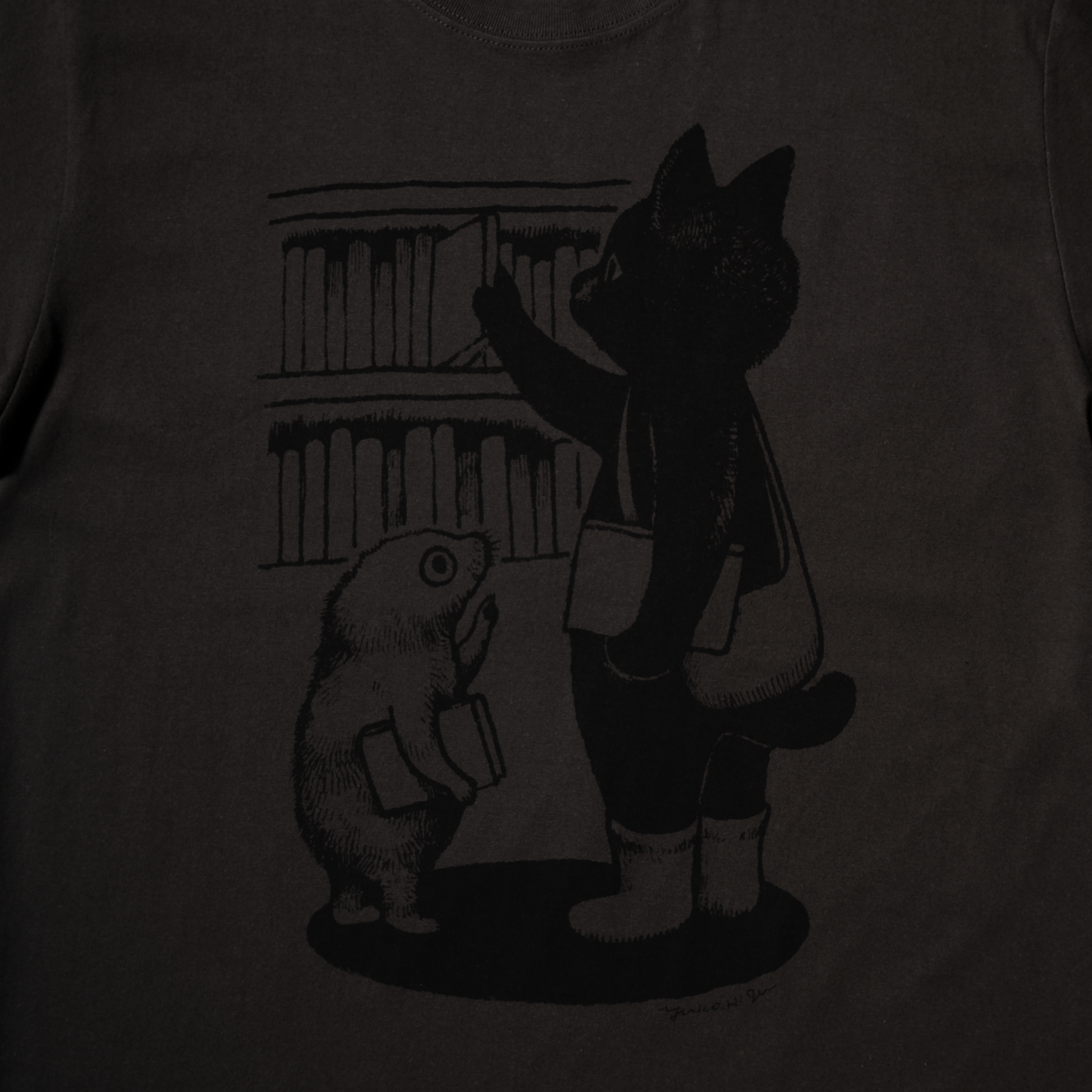角川ホラー文庫×ヒグチユウコ Tシャツ ふたり M 黒猫 ねこ ネコ キャット 角川ホラー文庫30周年×ヒグチユウコ Tシャツ ふたり(スミグレー