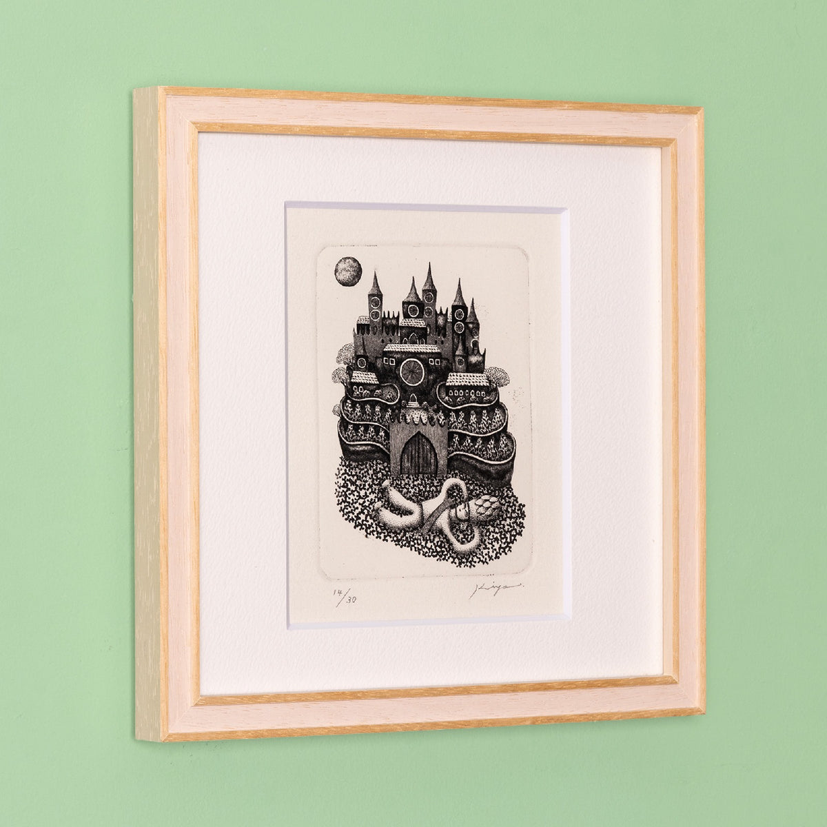 【受注】C8 さかたきよこ　版画作品　月のブルガリア