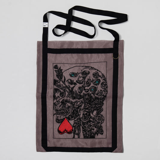 【予約】オーガンジー刺繍ショルダーバッグ髑髏（PG)