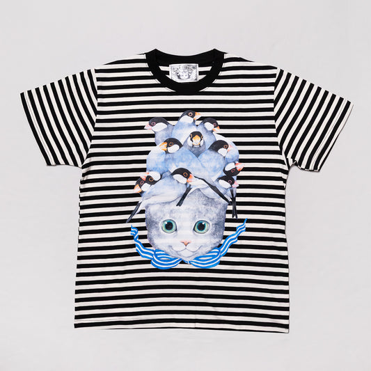 Tシャツ　しましまとりあたま（桜文鳥）