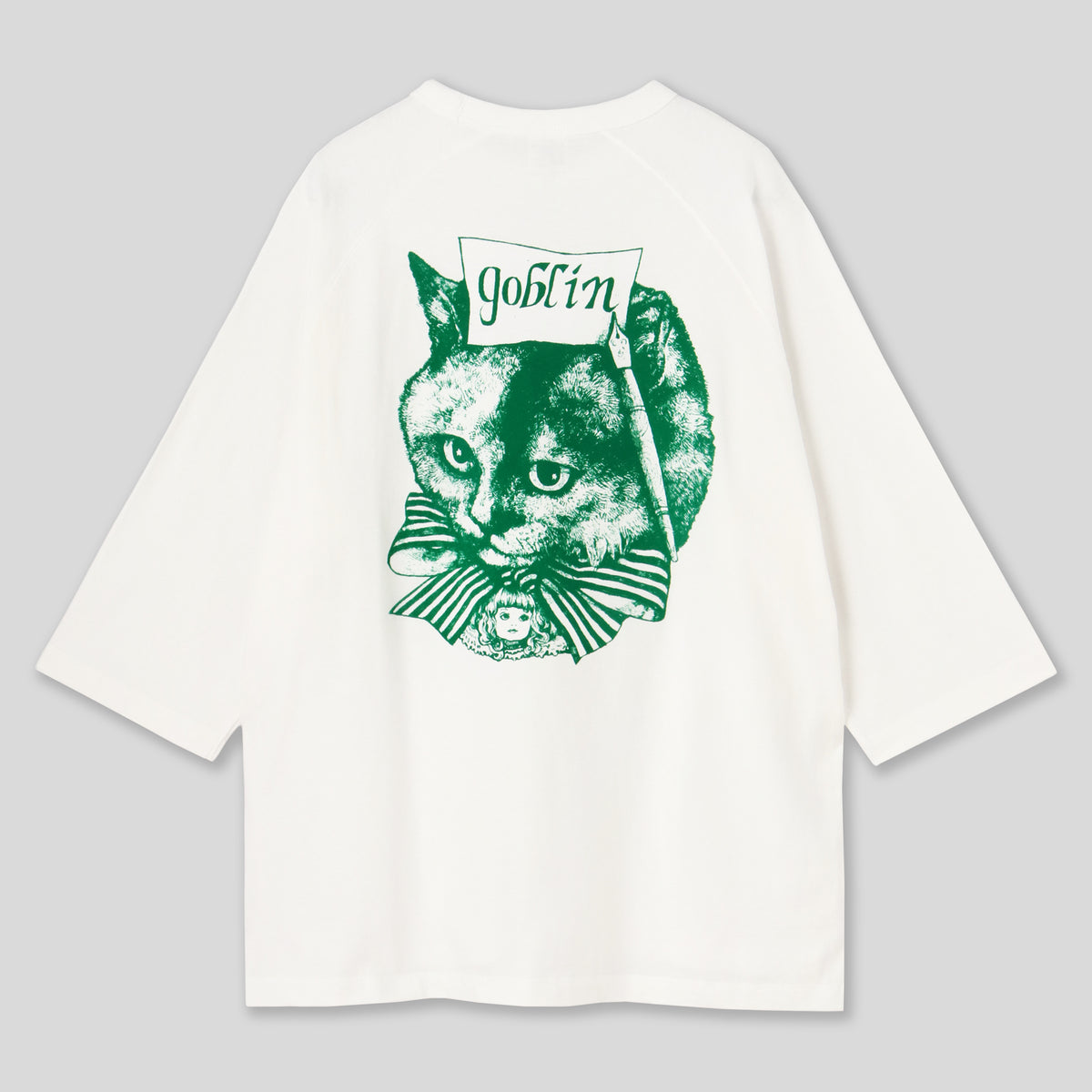 goblin ラグランT（WH）背面Victorianフロッキープリント