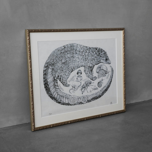 【額装】複製画 センザンコウ(Pangolin)