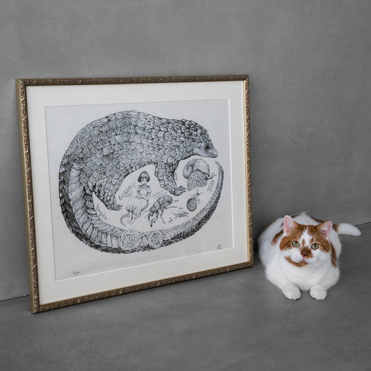 【額装】複製画 センザンコウ(Pangolin)
